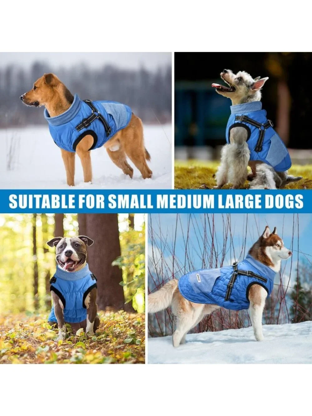 Cozy Waterproof Dog Jacket - Reflective Winter Coat for Small to Large Dogs